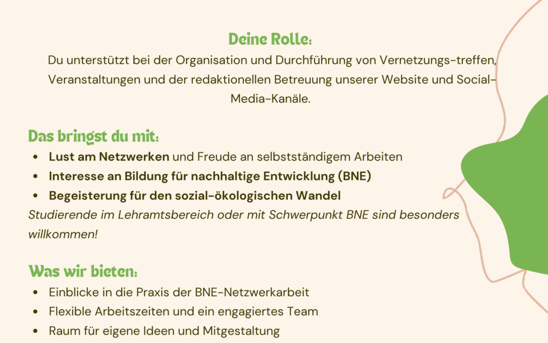 Wir suchen Dich! Unterstützung in der BNE-Netzwerkkoordination