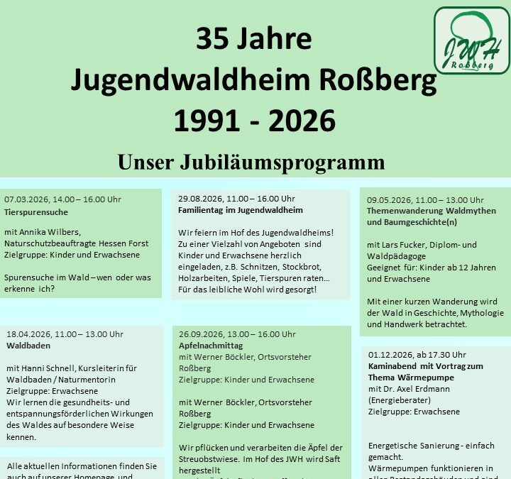 30 Jahre Jugendwaldheim – ein buntes Programm zum Jubiläum