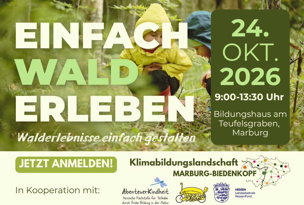 „Walderlebnisse einfach gestalten“ Fortbildung für Fachkräfte aus Krippe, Kita, Familienzentren und Kindertagespflege